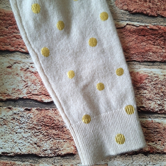 Garnet Hill | Ophelia Cashmere Side-Button Sweater - Cream/Gold Polkadot - Picture 6 of 16